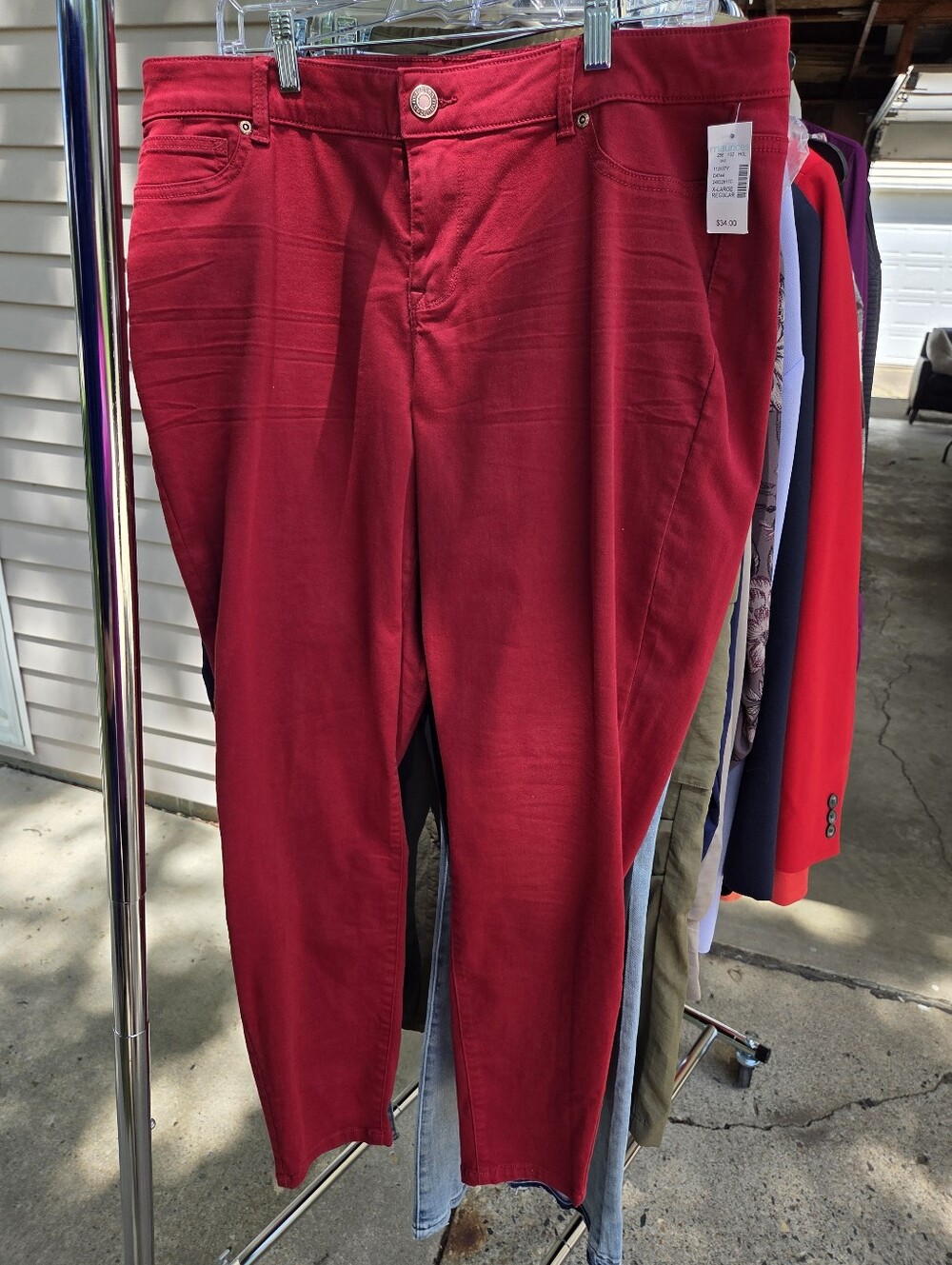 Maurices Wine Red Mid-Rise Jeggings - XL